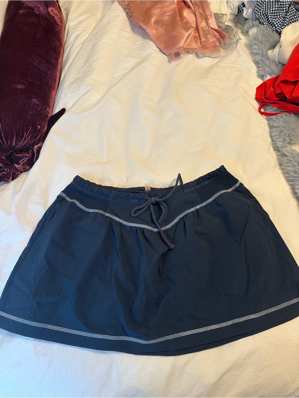 FP Movement by Free People Navy Drawstring Active Mini Skirt